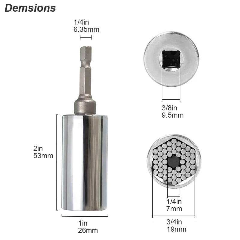 Magic Grip Universal Socket Wrench Head 7-19mm