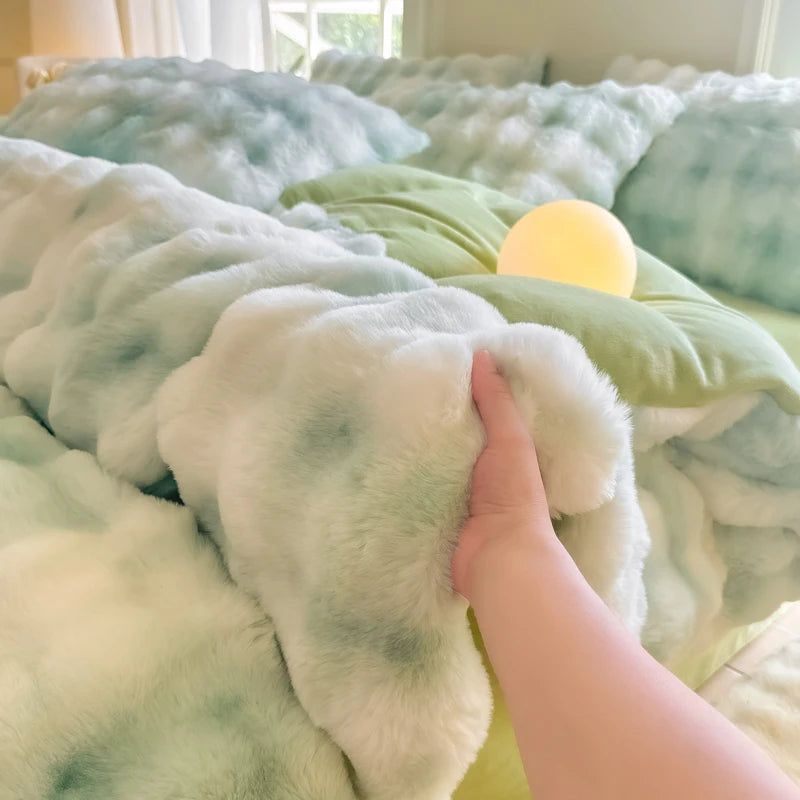 Bonenjoy 1pc Plush Duvet Cover Warm Quilts Cover Soft Bedding Solid Color Comforter Covers (No Pillowcase)