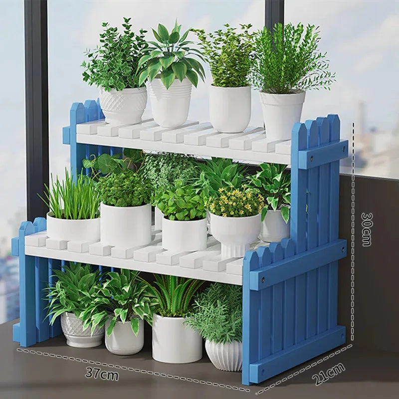 2 Tier Natural Bamboo Shelf For Plants, Books, Household
