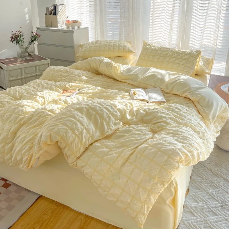 Simple Solid-Color Puffon Quilt Cover