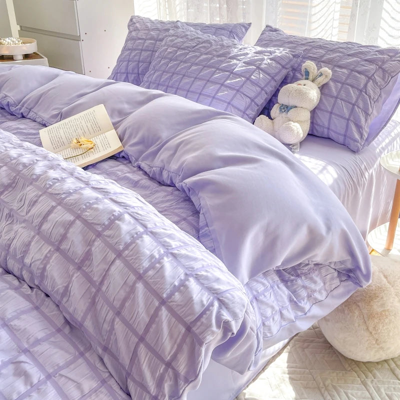 Simple Solid-Color Puffon Quilt Cover