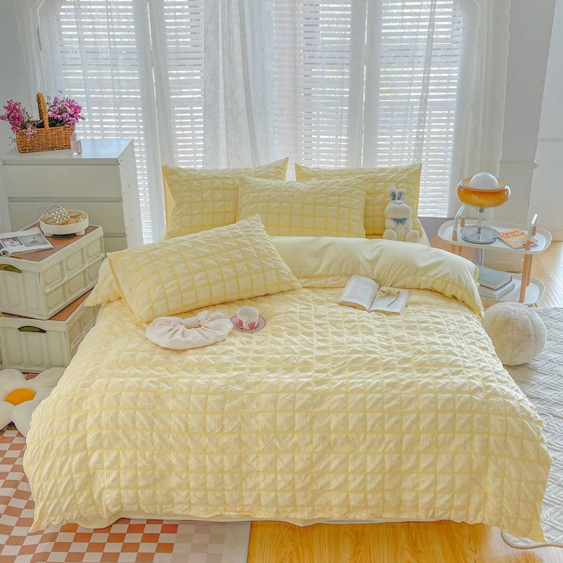 Simple Solid-Color Puffon Quilt Cover