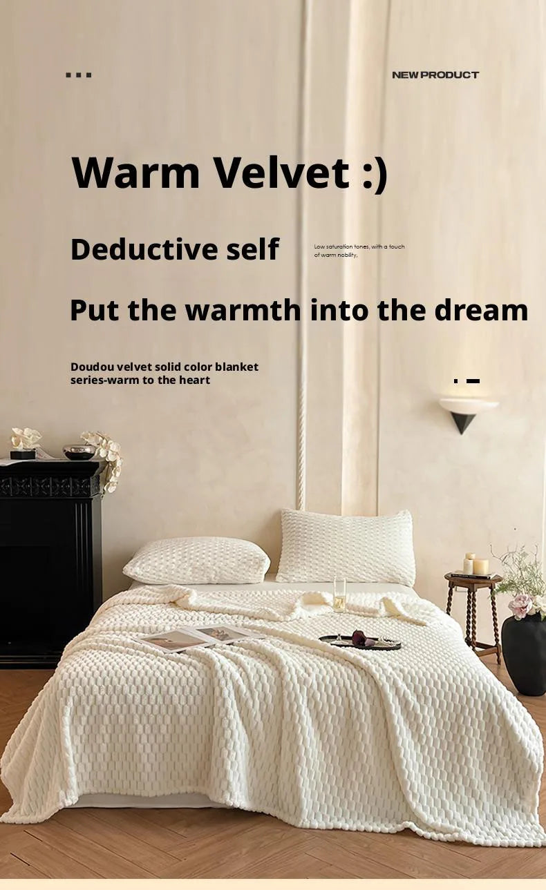 Super Soft Throw Blanket Ivory Premium Silky Flannel Fleece 3D Clouds All Season Use