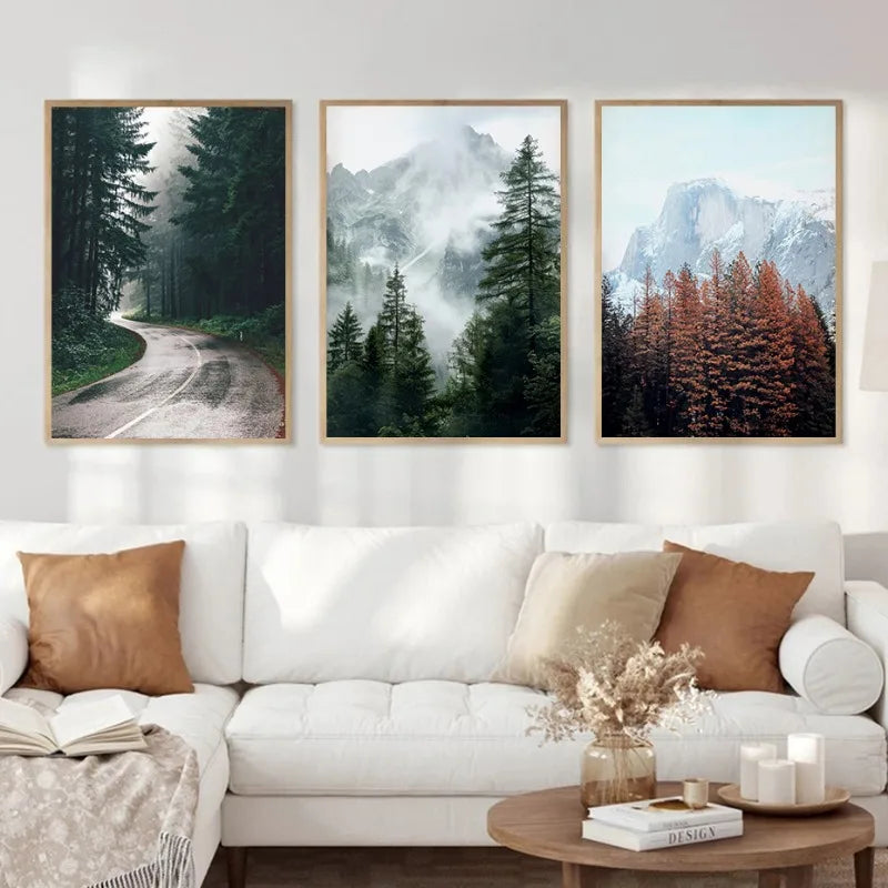 Foggy Mountain Green Forest Resting Waiting For The Sun Canvas