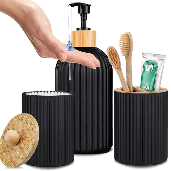 Bathroom Counter Hand Soap Dispenser, Cotton Ball Storage Box, Toothbrush Holder