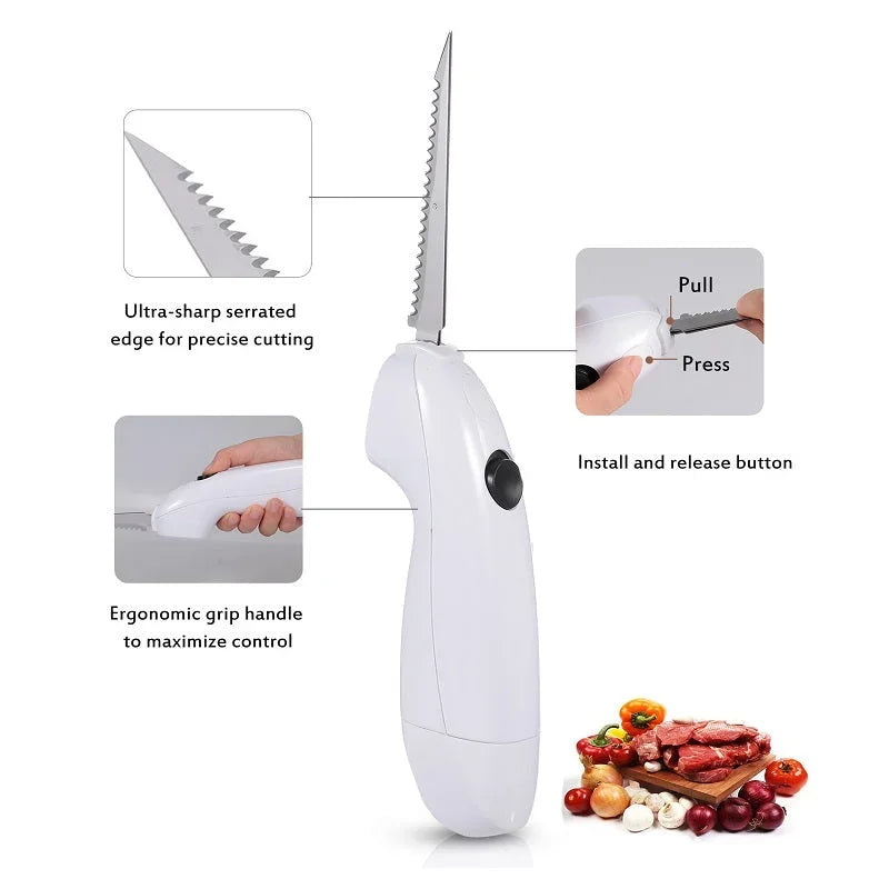 Kitchen Easy Cut Cordless Rechargeable Stainless Steel Knife