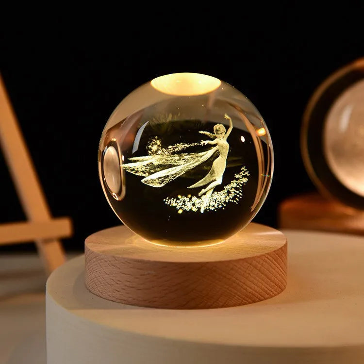 3D Glowing Planetary Crystal Ball Night Light