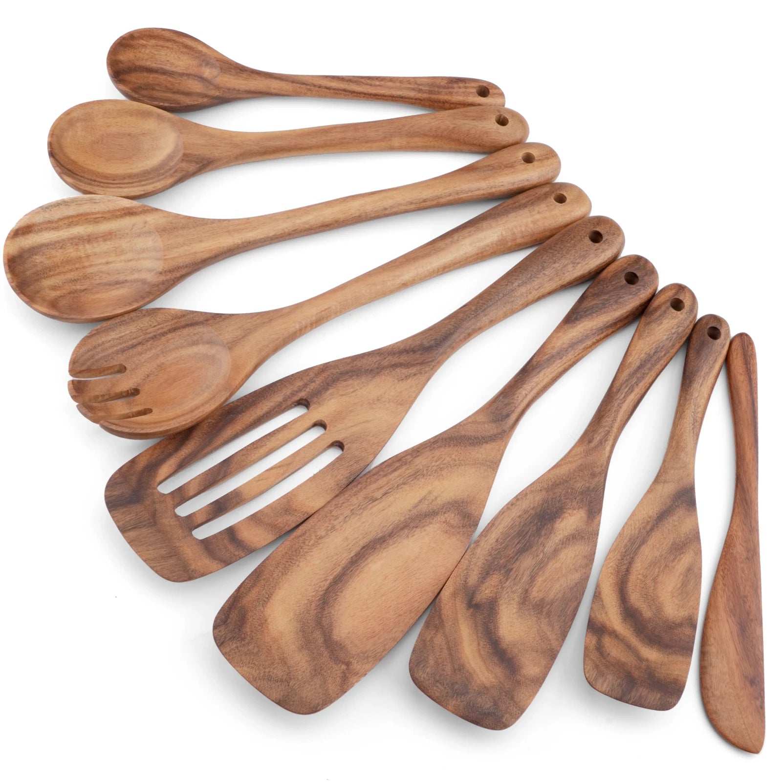9 PCS Kitchen Utensils Set Wooden Hand Made