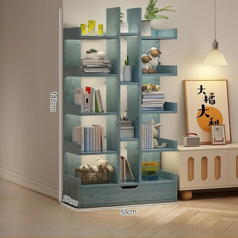 Living Room Or Office Solid Wood Cabinet  Modern Book Shelf Multi-Level