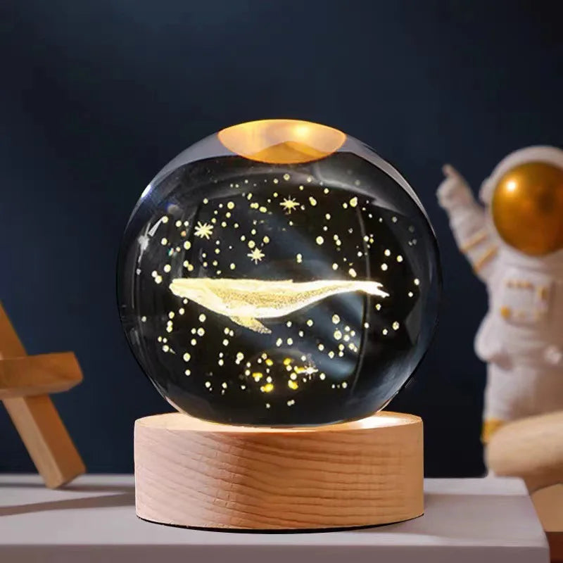 3D Glowing Planetary Crystal Ball Night Light