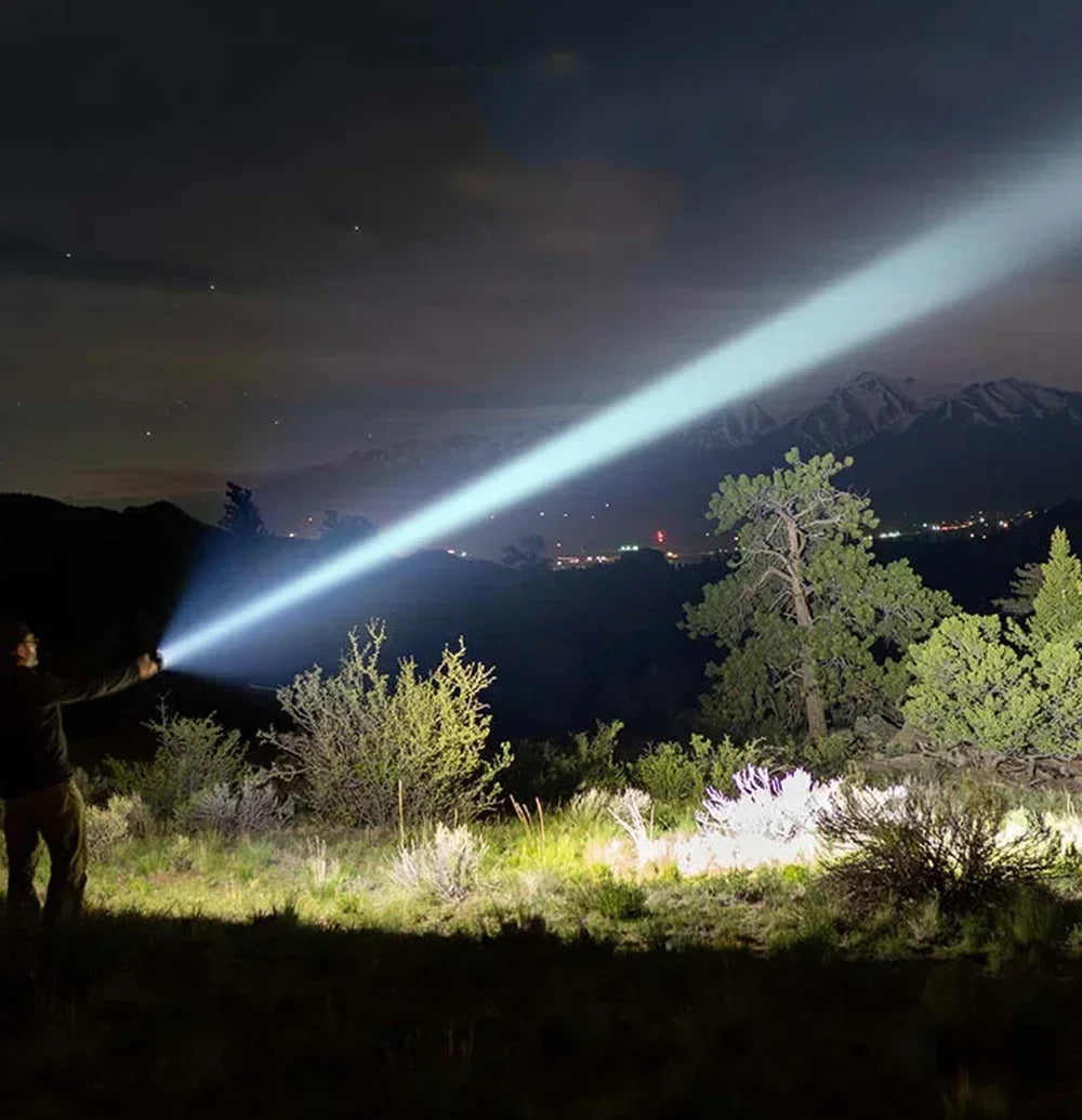 Rechargeable LED Flashlight Zoomable Torch COB Side Led 7 Modes Waterproof High Power, Outdoor