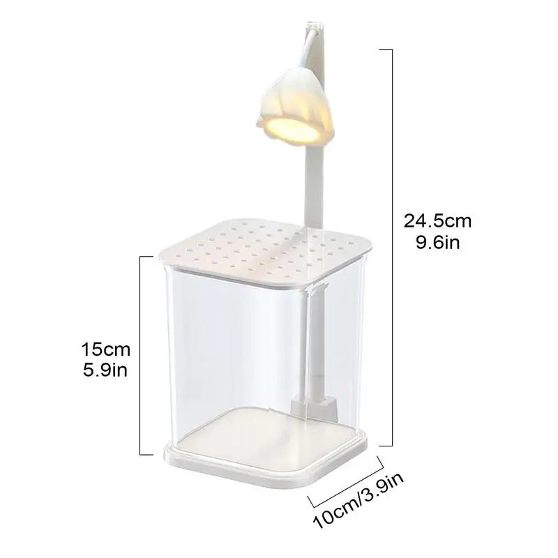 Small Fish Tank With Night Light and Green Crystals for Tank Bottom
