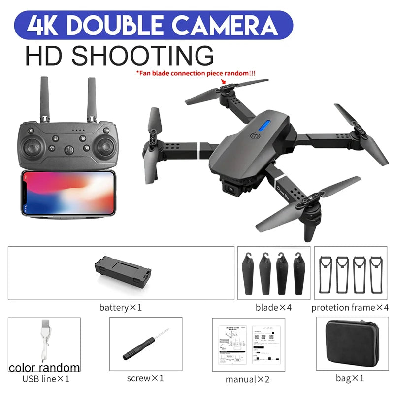 2024 E88Pro RC Drone 4K Professional with 1080p Wide Angle HD Camera Foldable Helicopter WIFI