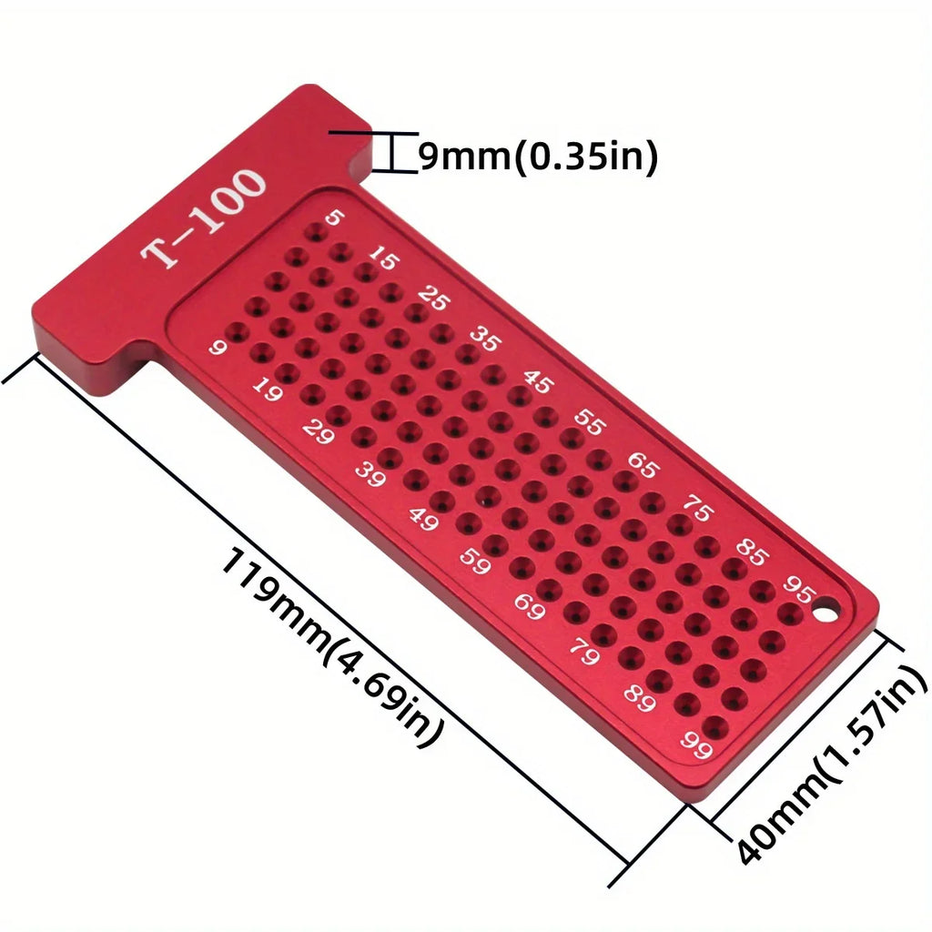 Woodworking scribe Metric, T-Square Hole Pocket Ruler Aluminum