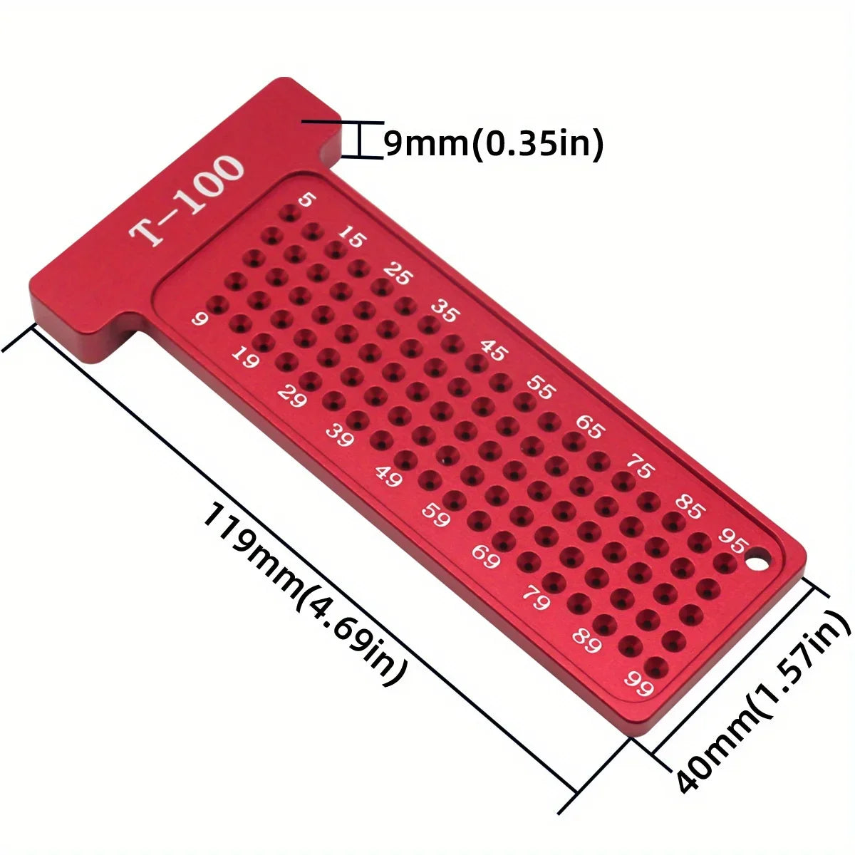 Woodworking scribe Metric, T-Square Hole Pocket Ruler Aluminum