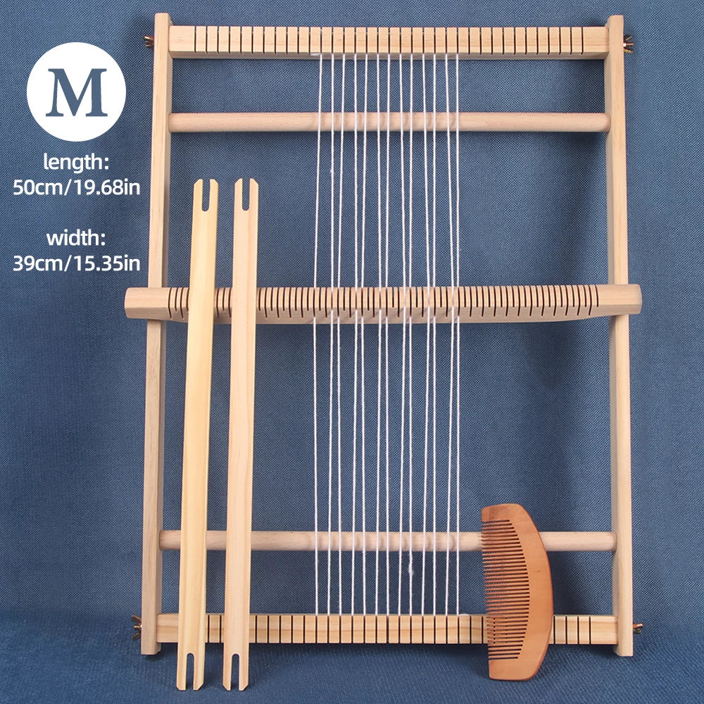 QJH Wooden Multi-Craft Weaving Loom. 19.6"x15.3" W Warp Frame Loom Heddle Bar Included.