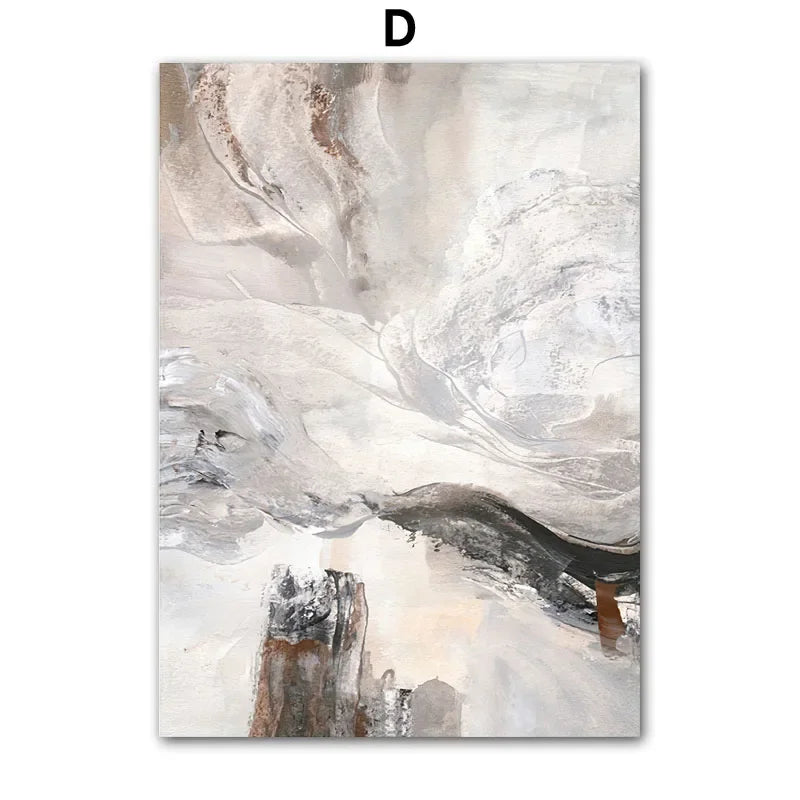 Wall Art Beige White Flower, Abstract Geometry Prints, Poster Canvas Painting