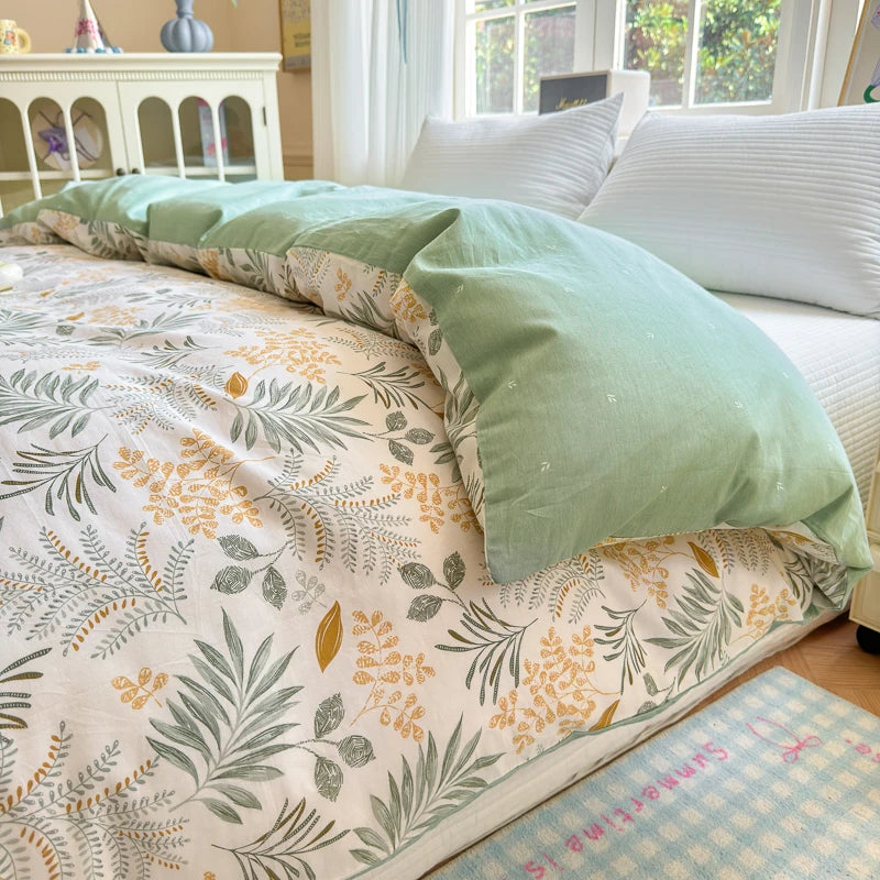 100% Cotton Duvet Cover - Floral Printed Design, Luxury Pre-Washed Finish, Single Duvet Cover for Bedroom - Easy Care