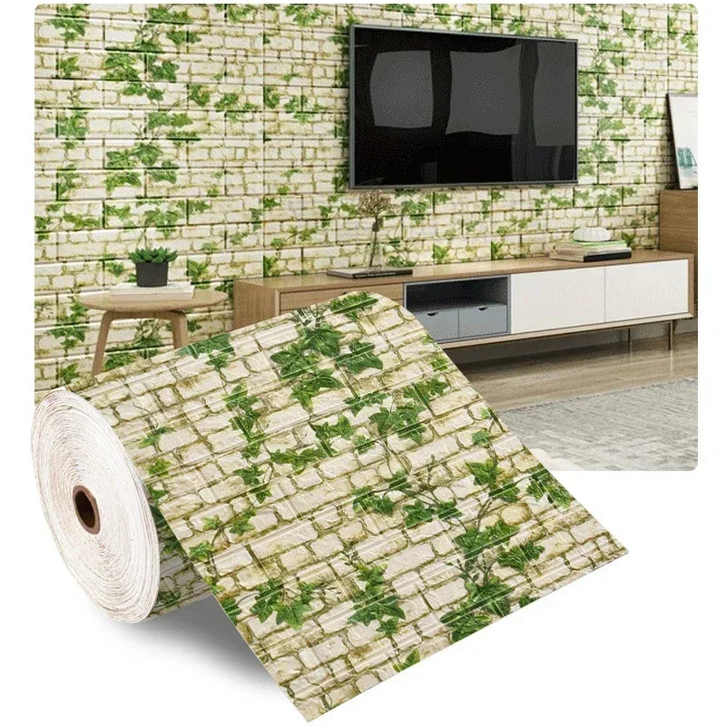 70cmx1/5/10m 3DWallpaper Waterproof Decoration Self-Adhesive Foam Brick Wallpaper