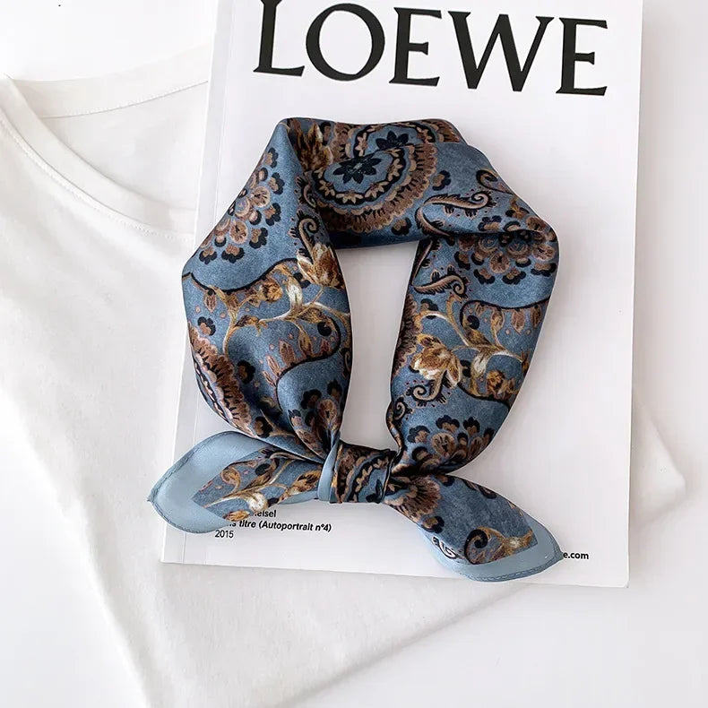 Scarf 100% Silk Bandana Women Square Scarves, Luxury High Quality