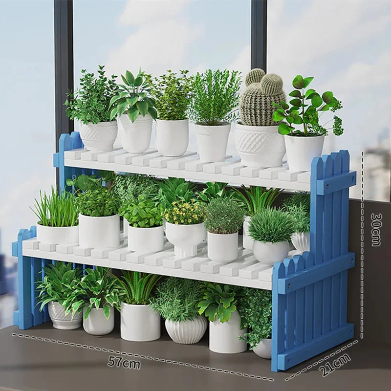 2 Tier Natural Bamboo Shelf For Plants, Books, Household