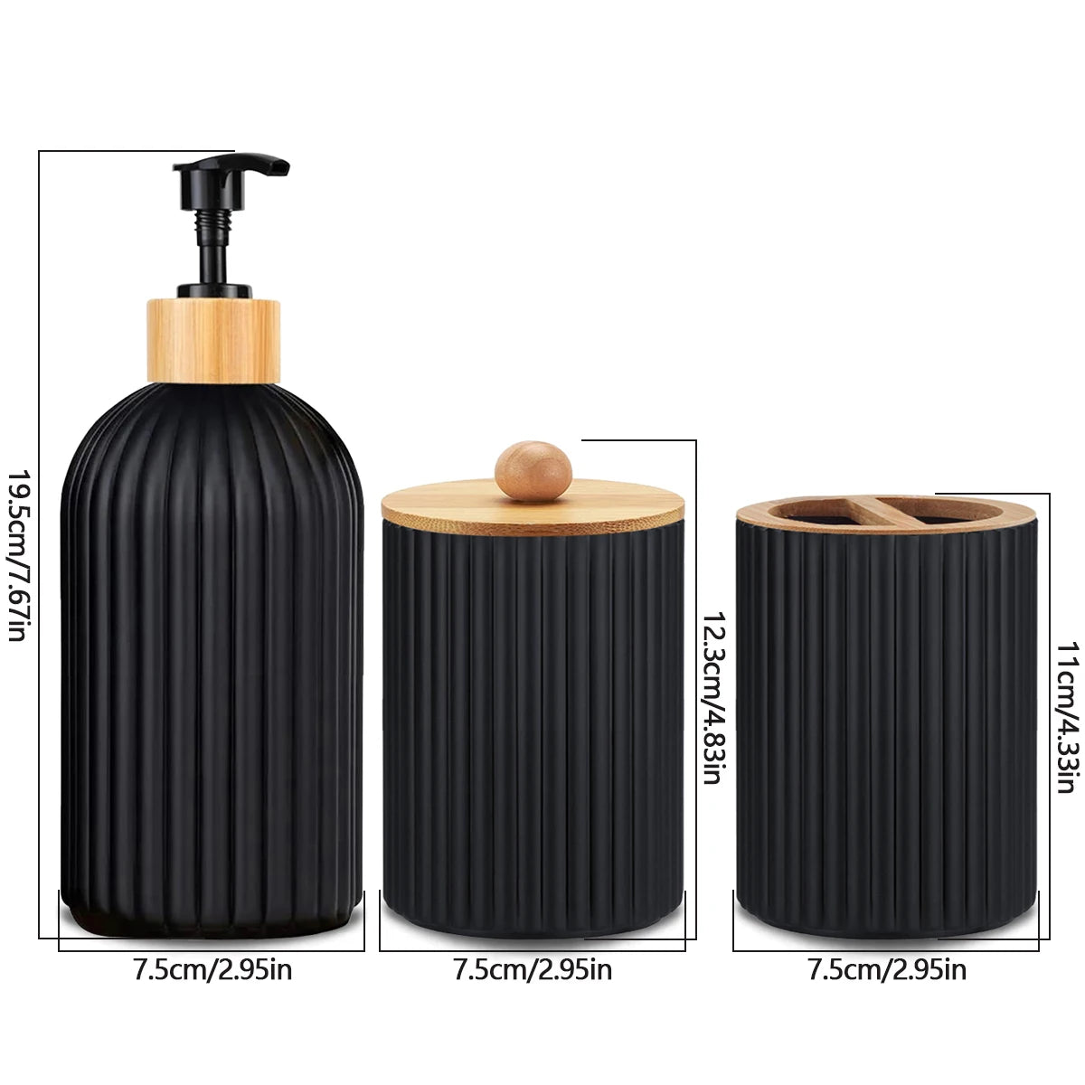 Bathroom Counter Hand Soap Dispenser, Cotton Ball Storage Box, Toothbrush Holder