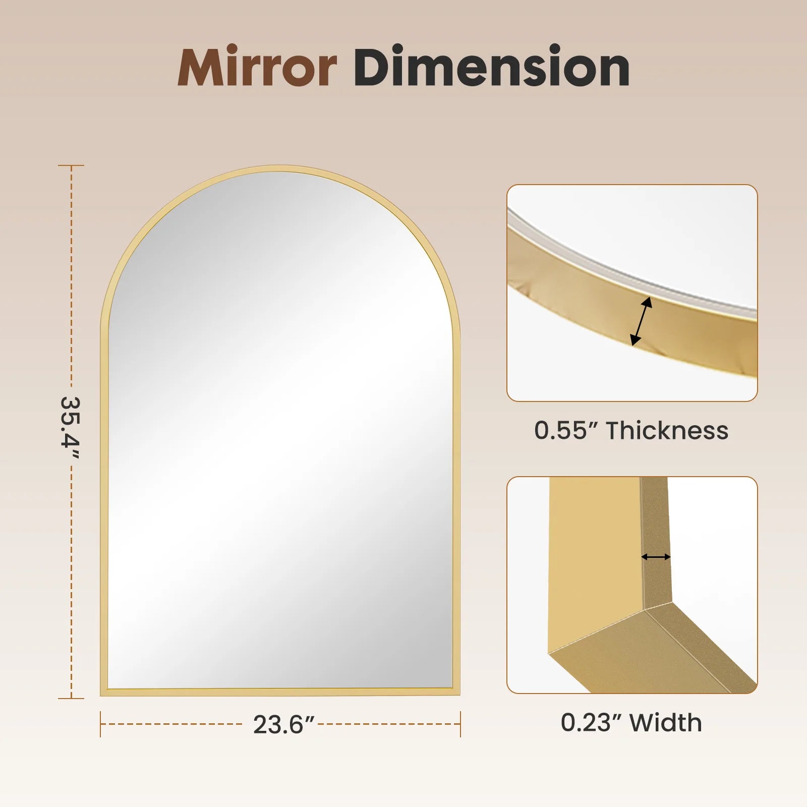 26"x38" Arched Metal Framed Mirror Modern Wall Decor For Bedroom, Entryway, Living Room , Bathroom