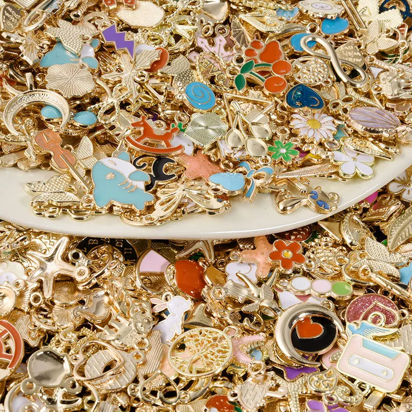 Mixed Assorted Alloy Enamel Cute Heart Pendants Charms Ocean Flower DIY Earrings Bracelet Jewelry Accessories New