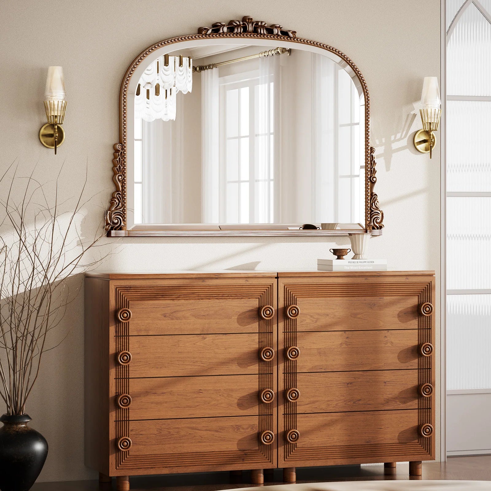 Beautypeak Arched Mirror, Vintage Decor Mirror, Wall Mounted