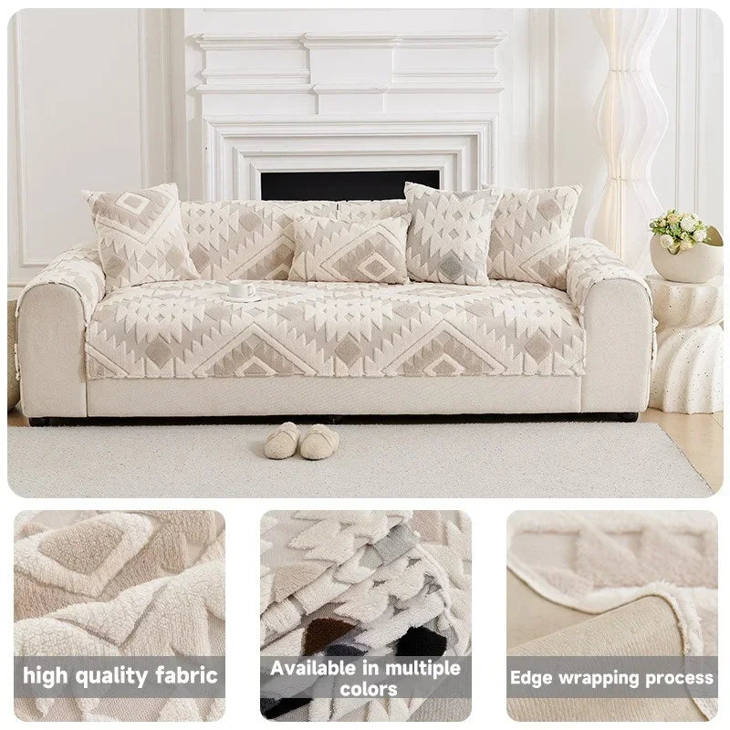 1PC Sofa Cover, Thicken Plush Comfortable Sofa Towel For Couch, Non-slip Anti Cat Protection