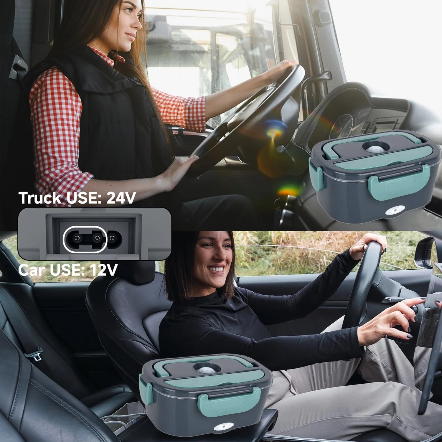 Electric Lunch Box for Adults-60W Fast Heated Lunch Box for Men & Women with Dual 1.5LStainless Steel Containers Fast Heating Portable