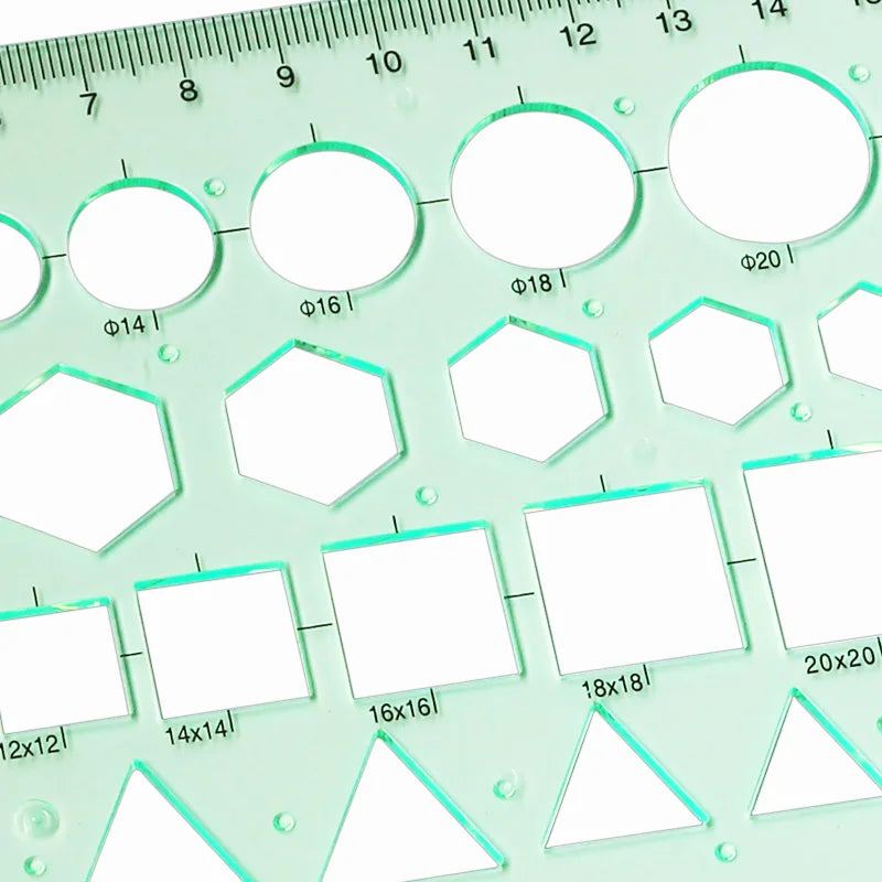 Green Geometric Template Ruler