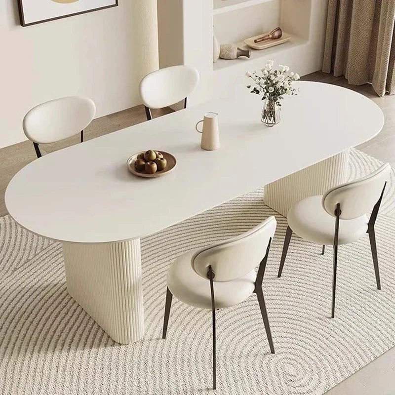 Modern Designer Dining Table Luxury Oval Modern White Dining Table Nordic Vintage Conjuntos De Sala De Jantar Home Furniture