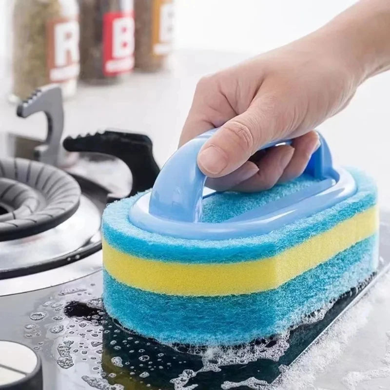1/3 Pcs Household Cleaning Brush, Magic Handle Sponge For Easy Cleaning. Bathroom, Kitchen, Walls, Windows