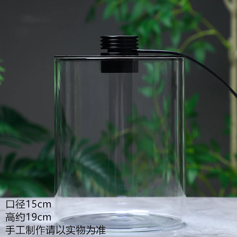 Micro Hydroponic Glass Terrarium With Grow Light