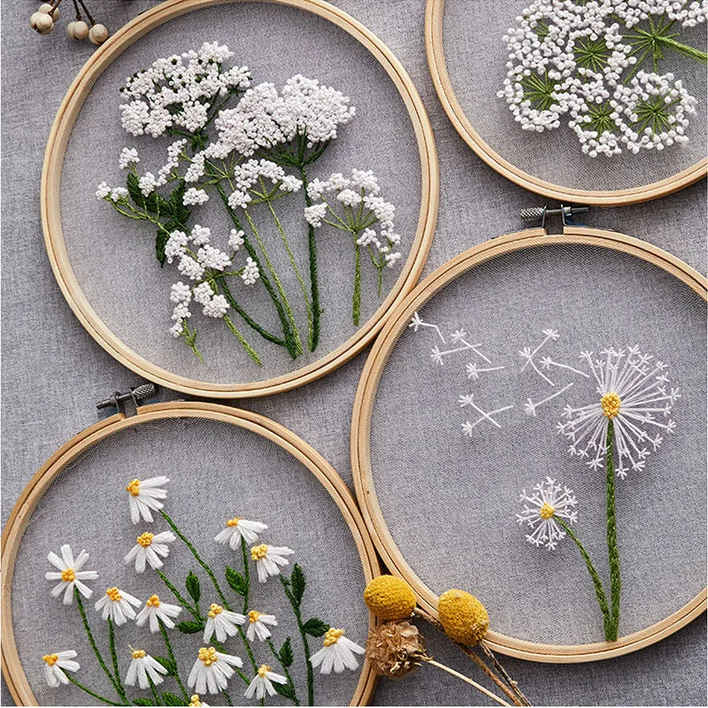 Embroidery Flowers, plants, Pattern, Tools, Beginner Stitch Kit.