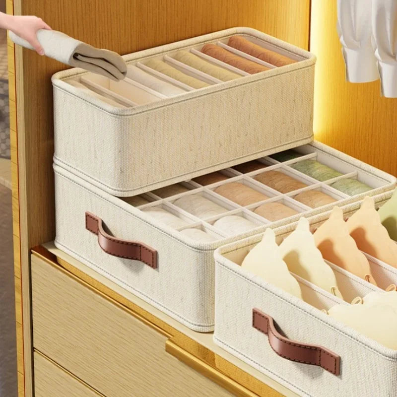 1-5Pcs Fabric Drawer Organizers For Underwear, Socks, Bras. Closet Storage Box with Dividers