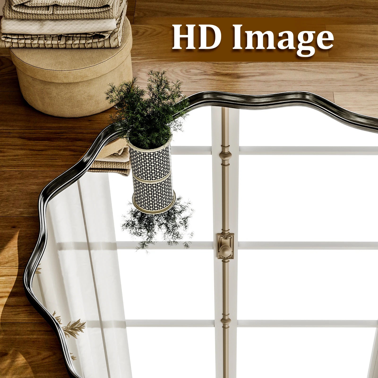 Wavy Round Mirror Decorative Wall Mirror with Deep Frame