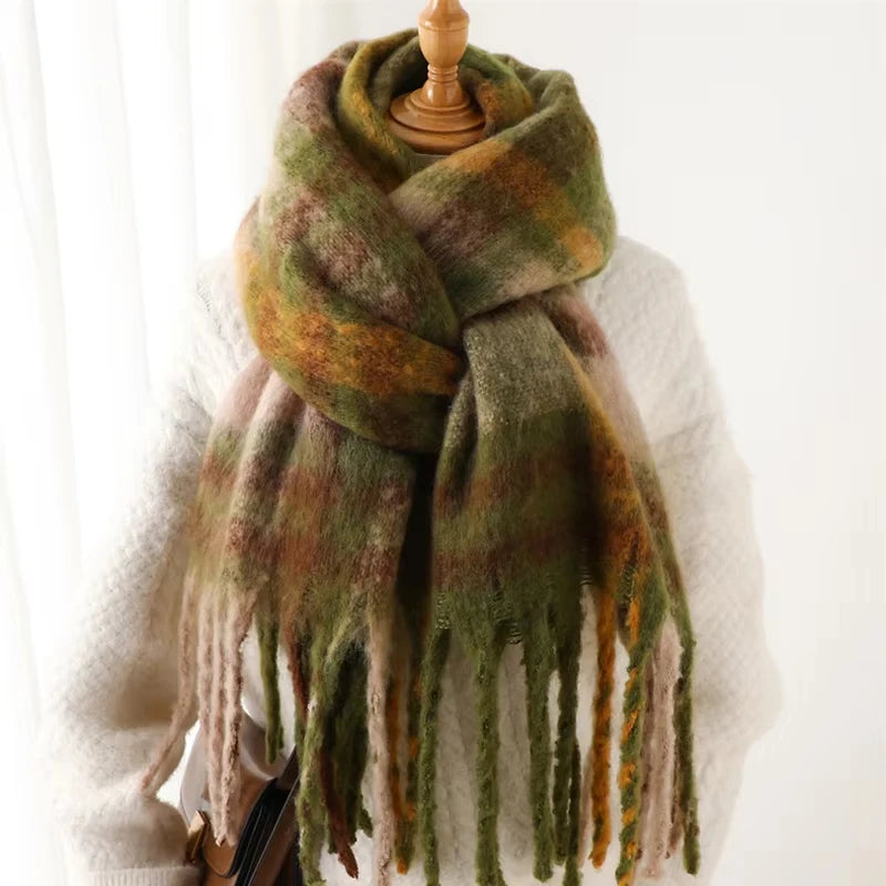 2025 Winter Thick Warm Scarf , Plaids different colors