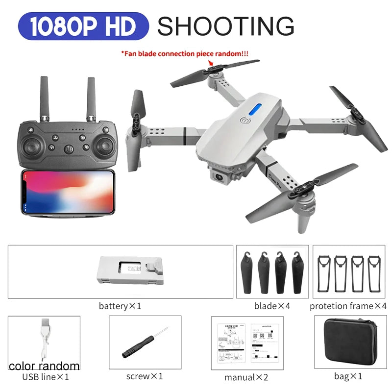 2024 E88Pro RC Drone 4K Professional with 1080p Wide Angle HD Camera Foldable Helicopter WIFI