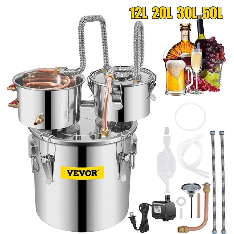 Stainless Steel Still, Whiskey, Beer, Brandy, 12L 20L 50L