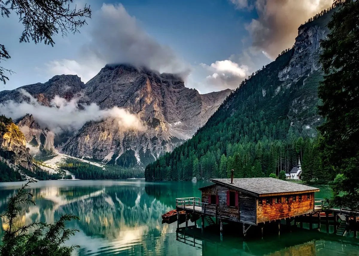Green Forest Mountain Deep Blue Lake Bring Beauty Into Your Home
