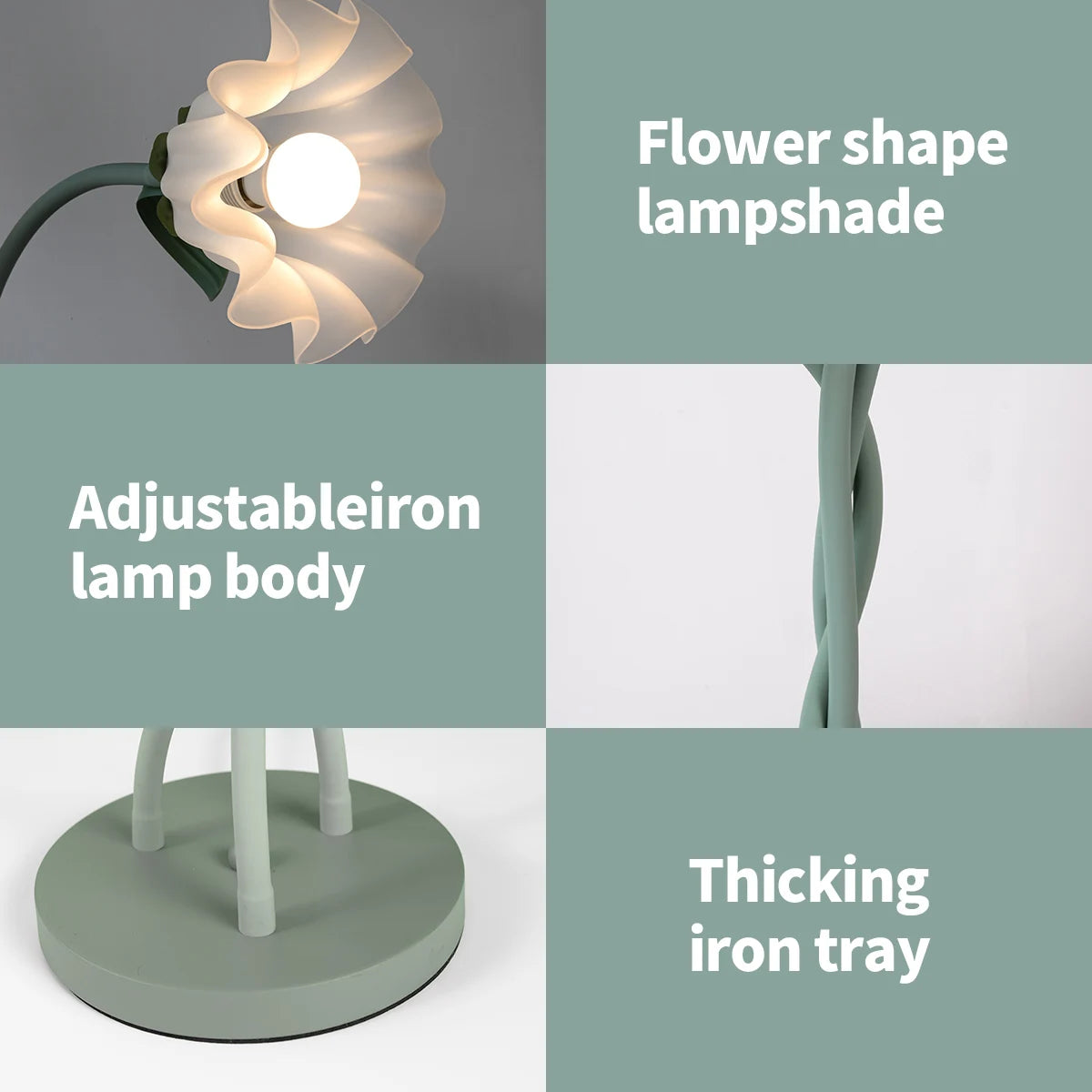 Retro 3-Head Floor Lamp, Dimmable, Flexible neck, Adjustable