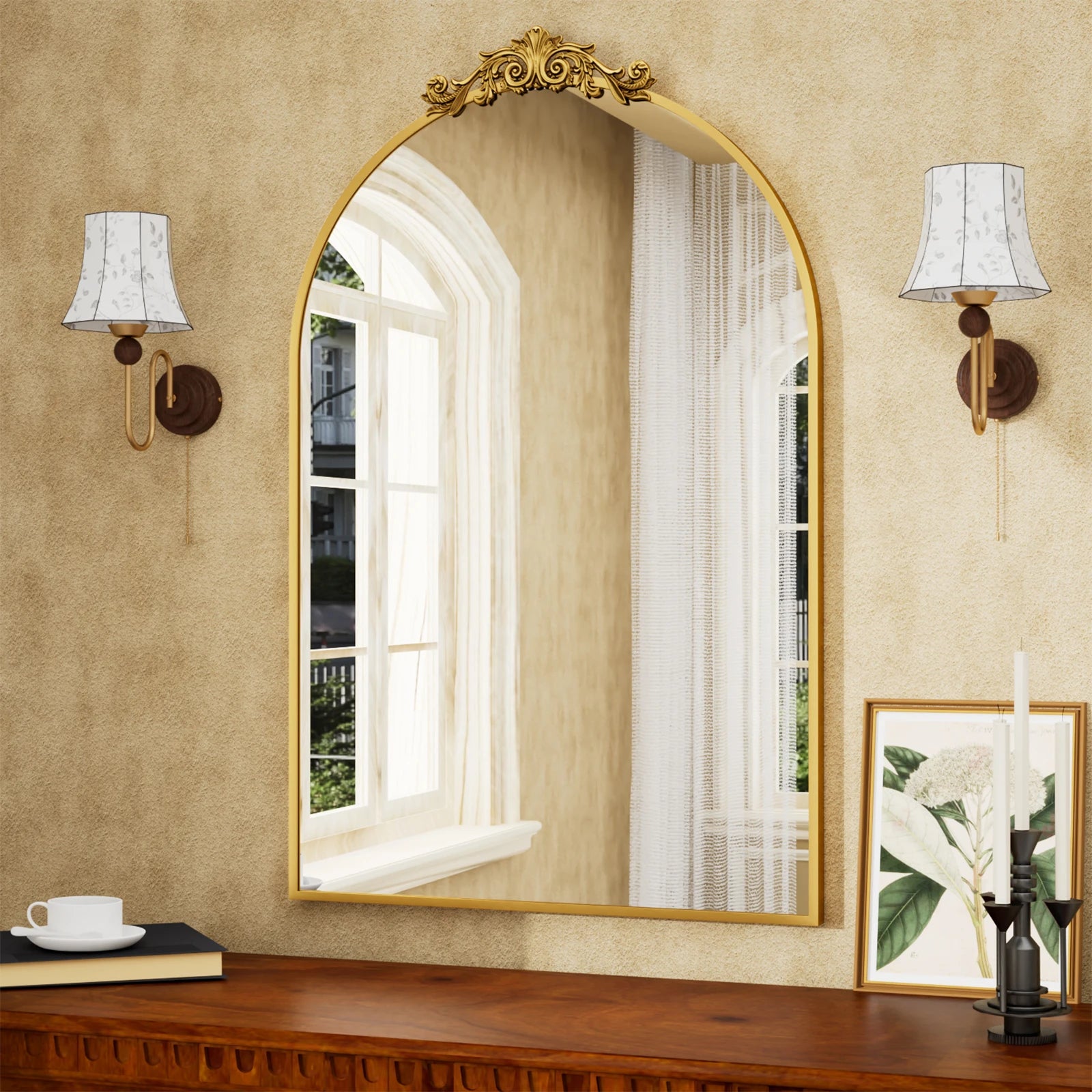Wall Mirror Decorative Arch, Gold