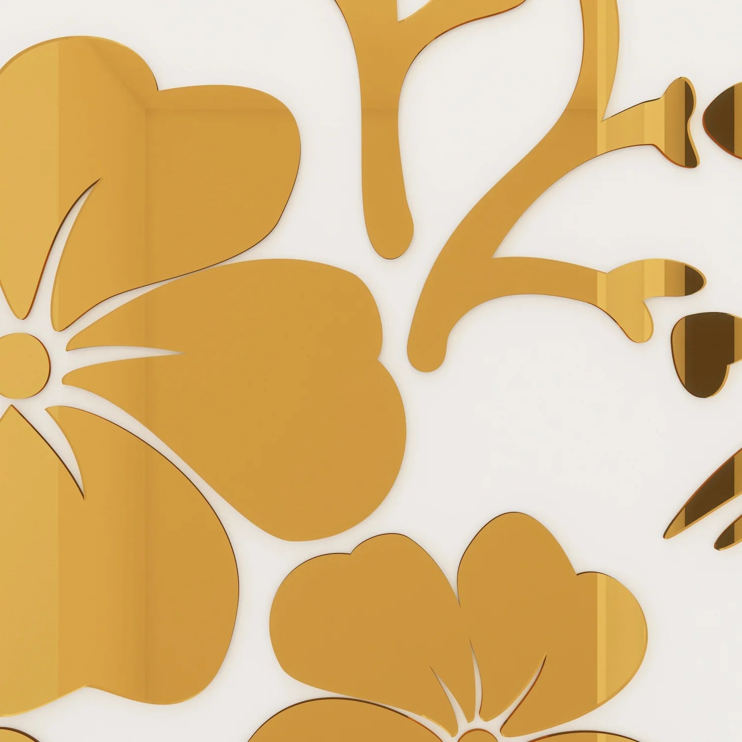 Hibiscus Flower Mirror, Self-Adhesive, Acrylic Mirror, Wall Decoration