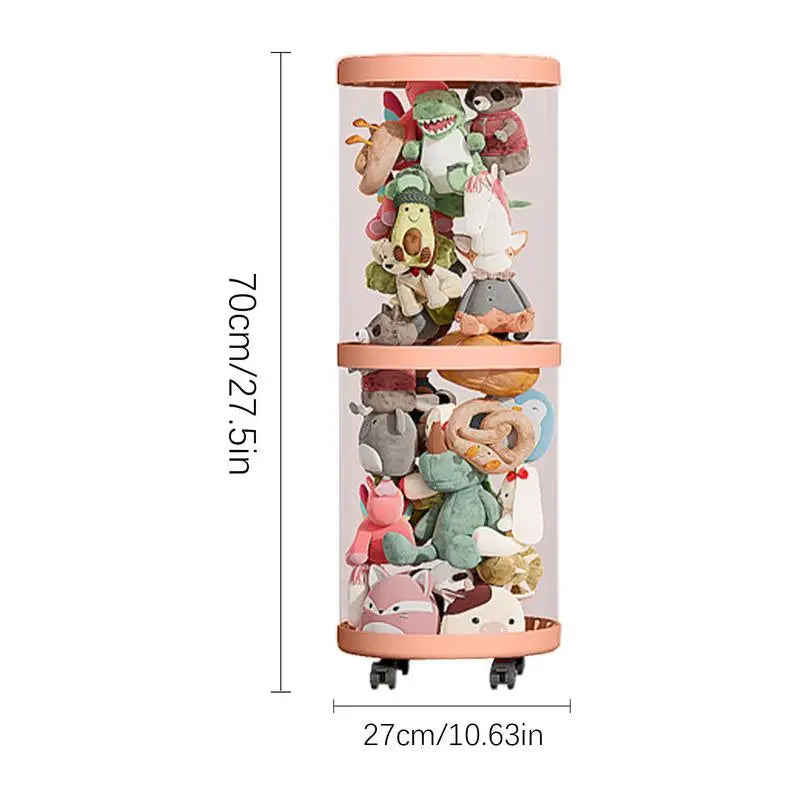 Doll and Plush Toy Organizer, Clear plastic Stackable Barrels, Dustproof