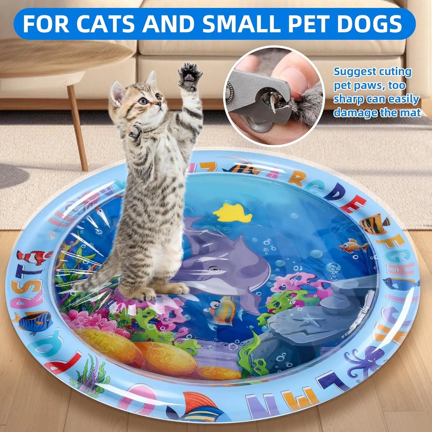 Pet Water Sensory Interactive Self Play Toy for Cats and Small Dogs Thickened Cooling Pad