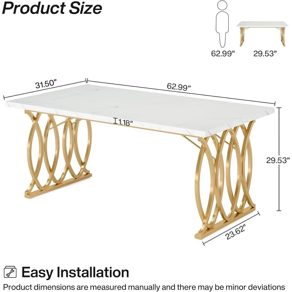 Modern Dining Table, 63" Large Kitchen or Dining Room, 4-6 People