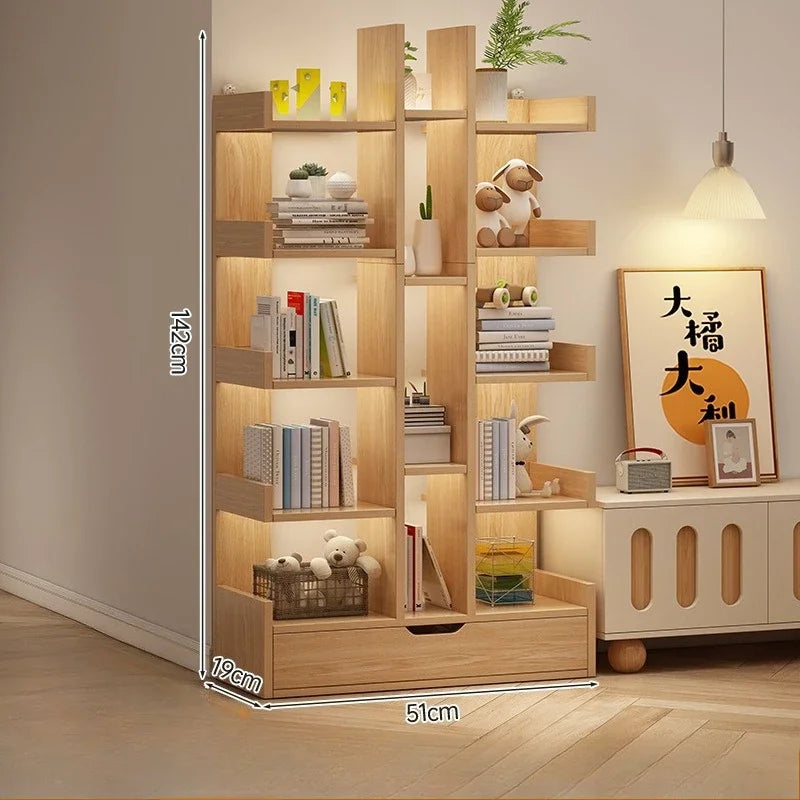 Living Room Or Office Solid Wood Cabinet  Modern Book Shelf Multi-Level