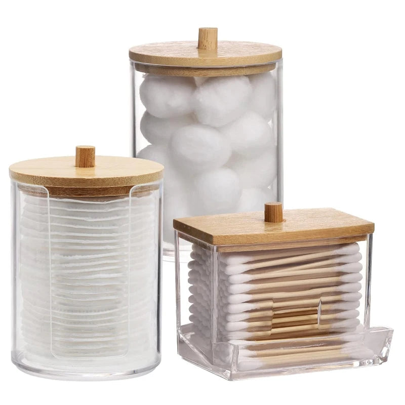 Bathroom Organizer Accessories Set, Q-tip Holder, Cotton balls, Cotton Pads, jars